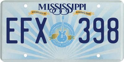 MS license plate EFX398