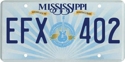 MS license plate EFX402