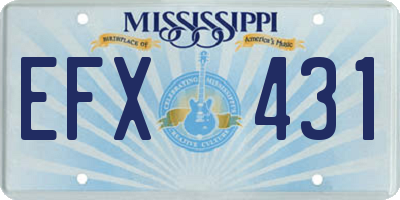 MS license plate EFX431