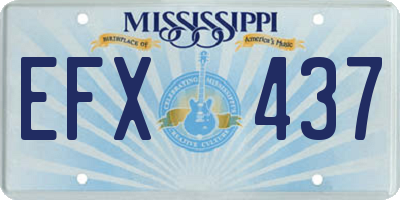 MS license plate EFX437