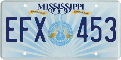 MS license plate EFX453