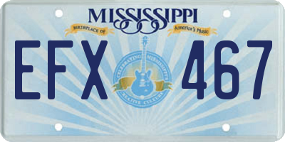 MS license plate EFX467