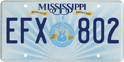 MS license plate EFX802