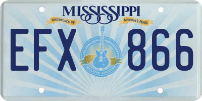MS license plate EFX866