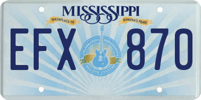 MS license plate EFX870