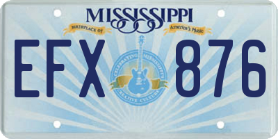 MS license plate EFX876