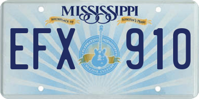 MS license plate EFX910