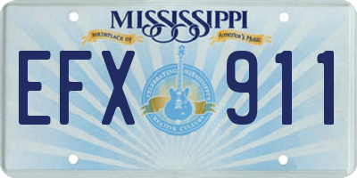 MS license plate EFX911