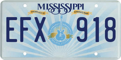 MS license plate EFX918