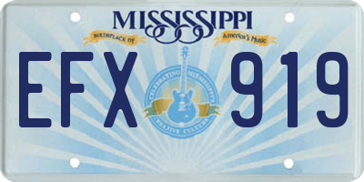 MS license plate EFX919