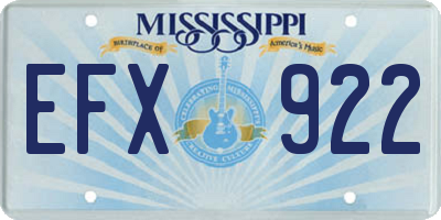 MS license plate EFX922