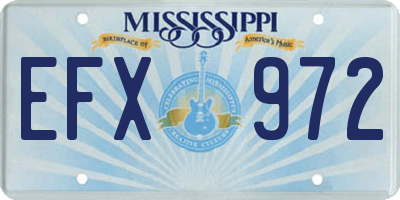 MS license plate EFX972