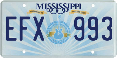 MS license plate EFX993