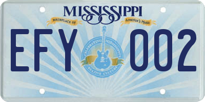 MS license plate EFY002