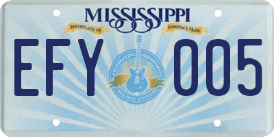 MS license plate EFY005