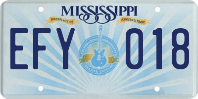 MS license plate EFY018
