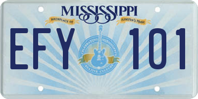 MS license plate EFY101