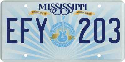 MS license plate EFY203