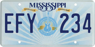 MS license plate EFY234