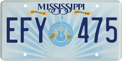 MS license plate EFY475