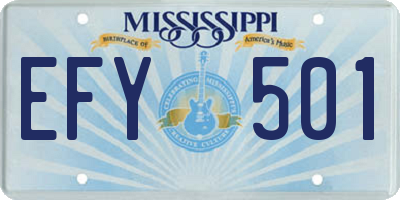 MS license plate EFY501