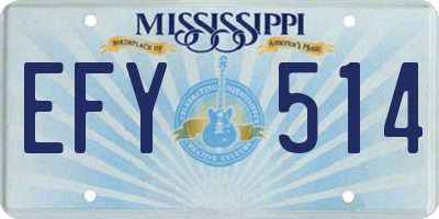 MS license plate EFY514