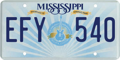 MS license plate EFY540