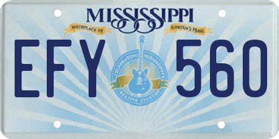 MS license plate EFY560