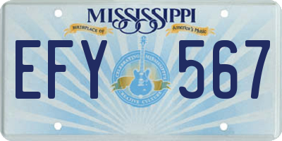 MS license plate EFY567