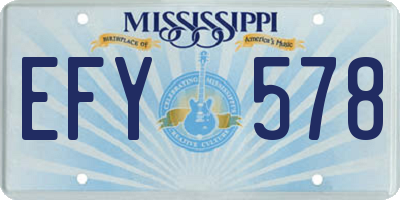 MS license plate EFY578