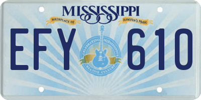 MS license plate EFY610