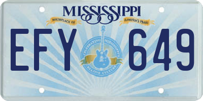 MS license plate EFY649