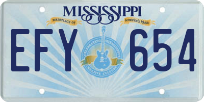 MS license plate EFY654