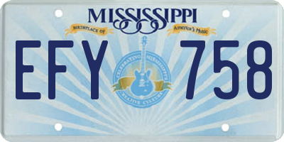 MS license plate EFY758