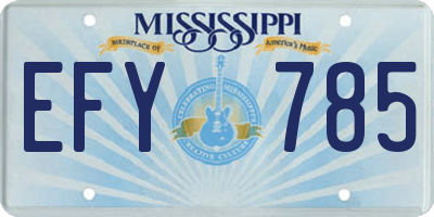 MS license plate EFY785