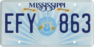 MS license plate EFY863