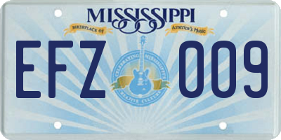 MS license plate EFZ009
