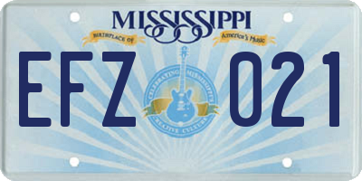 MS license plate EFZ021