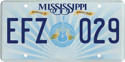 MS license plate EFZ029