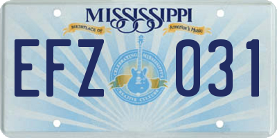 MS license plate EFZ031