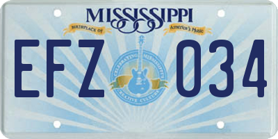 MS license plate EFZ034