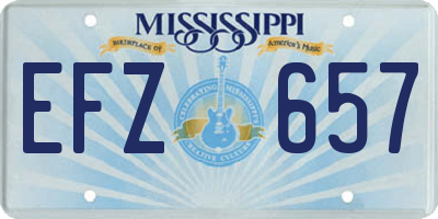 MS license plate EFZ657