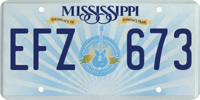 MS license plate EFZ673