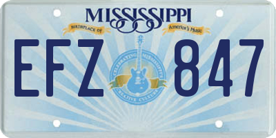 MS license plate EFZ847