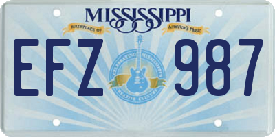 MS license plate EFZ987