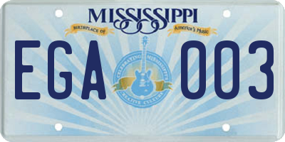 MS license plate EGA003