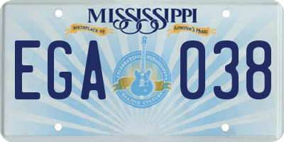 MS license plate EGA038