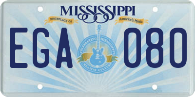 MS license plate EGA080