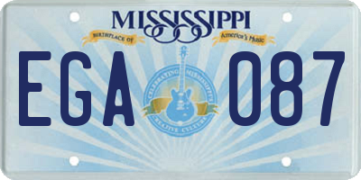 MS license plate EGA087