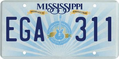 MS license plate EGA311